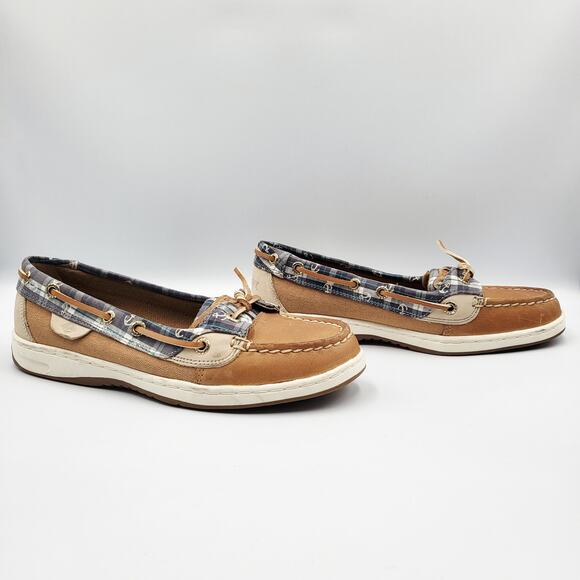 Sperry Top Sider Angelfish Multicolored Plaid Nubuck Leather Boat Shoe Women 6.5 - Picture 1 of 10